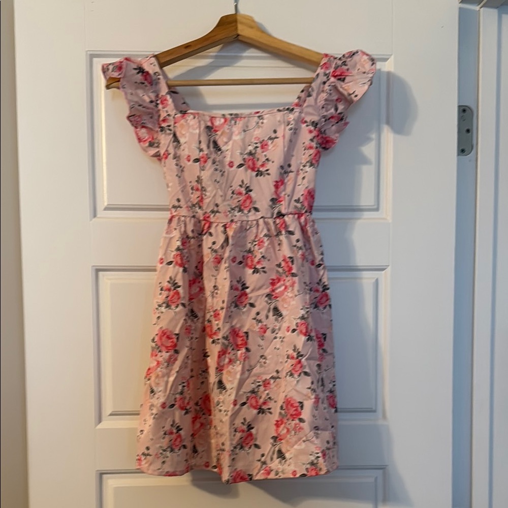 SHEIN Pink Floral Ruffle Dress for Kids